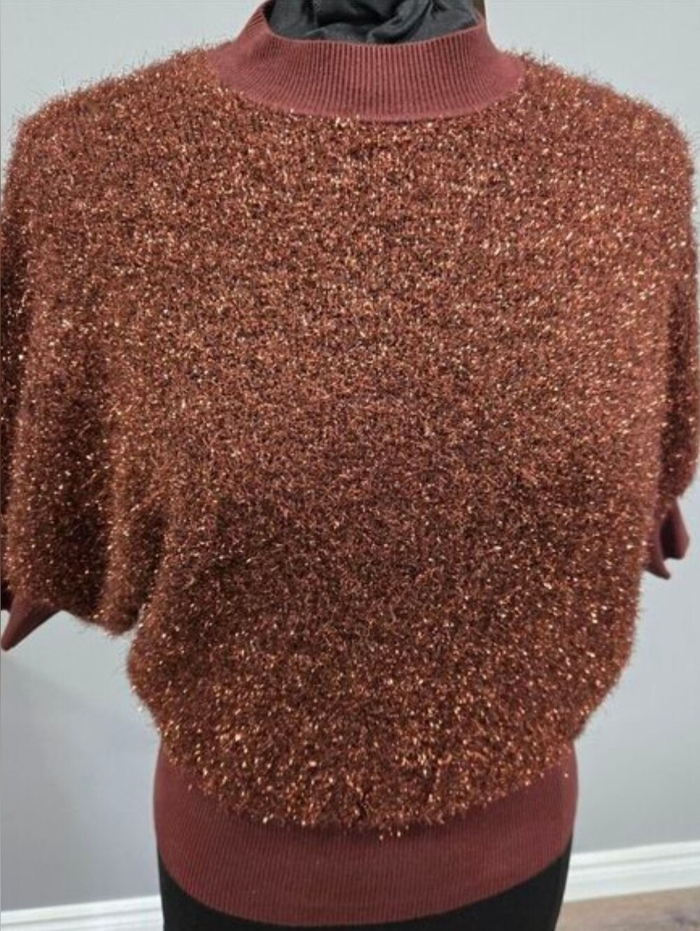 Anthropologie Violetta Short-Sleeve Tinsel Sweater by Maeve NWT